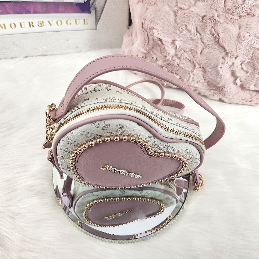 {Juicy Couture} White and Pink Heart Crossbody Purse - Picture 3 of 6